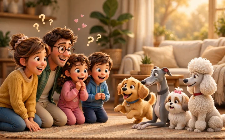 3D cartoon illustration for: How to Choose the Right Dog Breed for Your Lifestyle