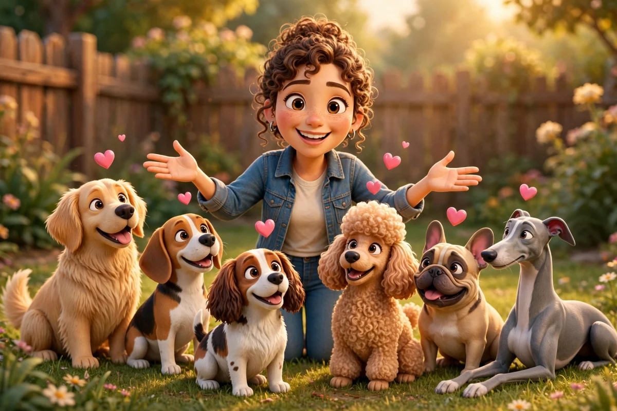 3D cartoon illustration for: 10 Best Dog Breeds for First-Time Owners